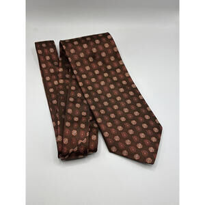 Hugo Boss Brown Tie with Floral Pattern Silk Made in Italy